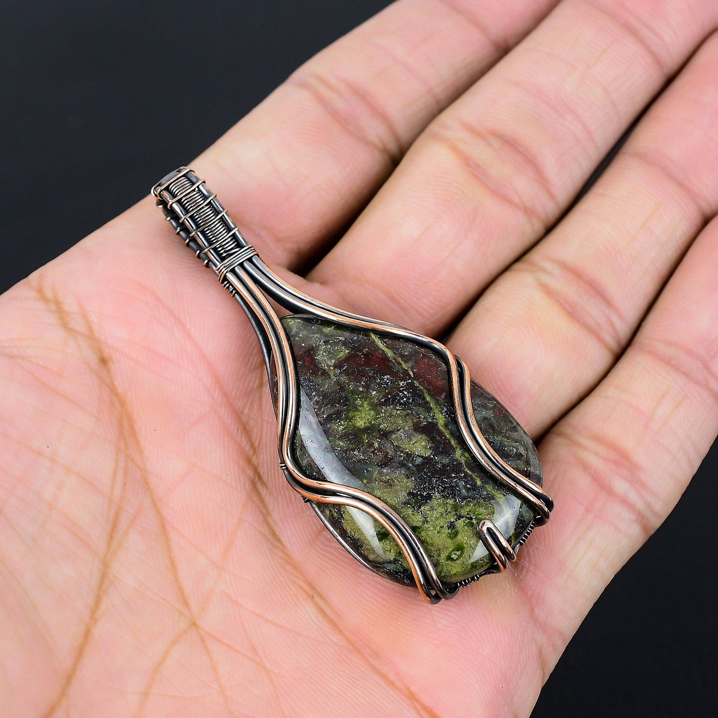 Green & Red Dragon Blood Gemstone Pendant