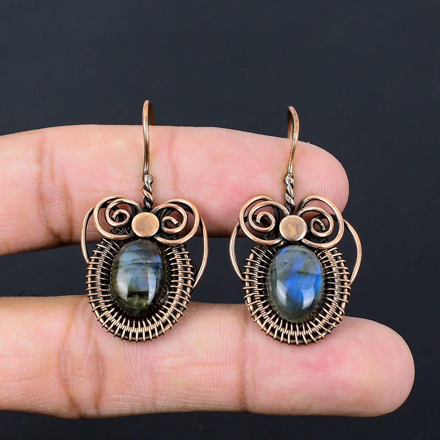 Blue Labradorite Gemstone Earrings