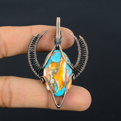 Orange Spiny Oyster Gemstone Pendant