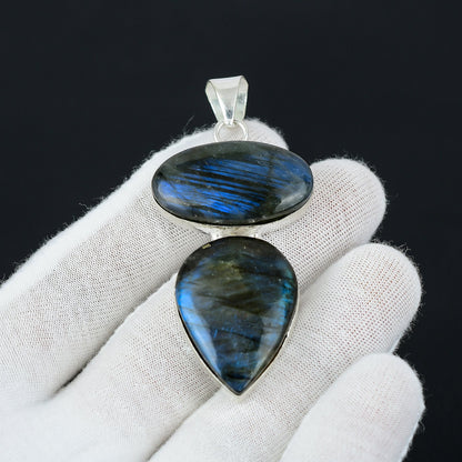 Blue Fire Labradorite Sterling Silver Pendant