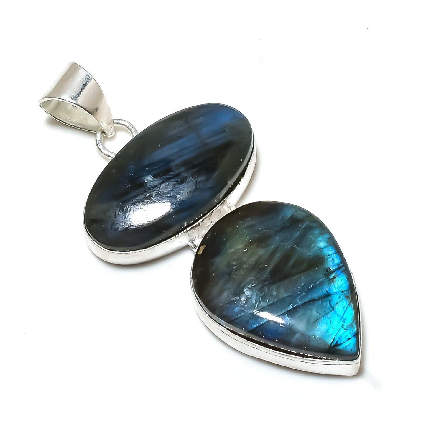 Blue Fire Labradorite Sterling Silver Pendant