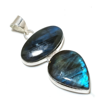 Blue Fire Labradorite Sterling Silver Pendant