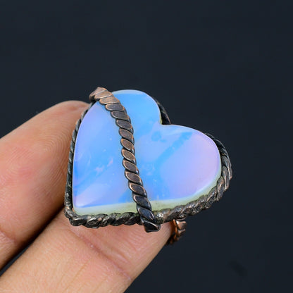 Milky Opal Gemstone Copper Ring