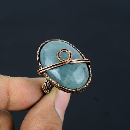 Blue Aquamarine Gemstone Ring