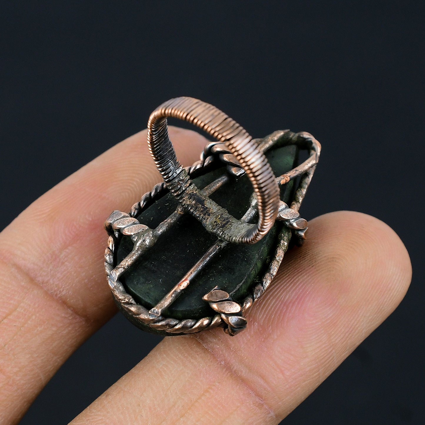 Iridescent Abalone Gemstone Copper Ring