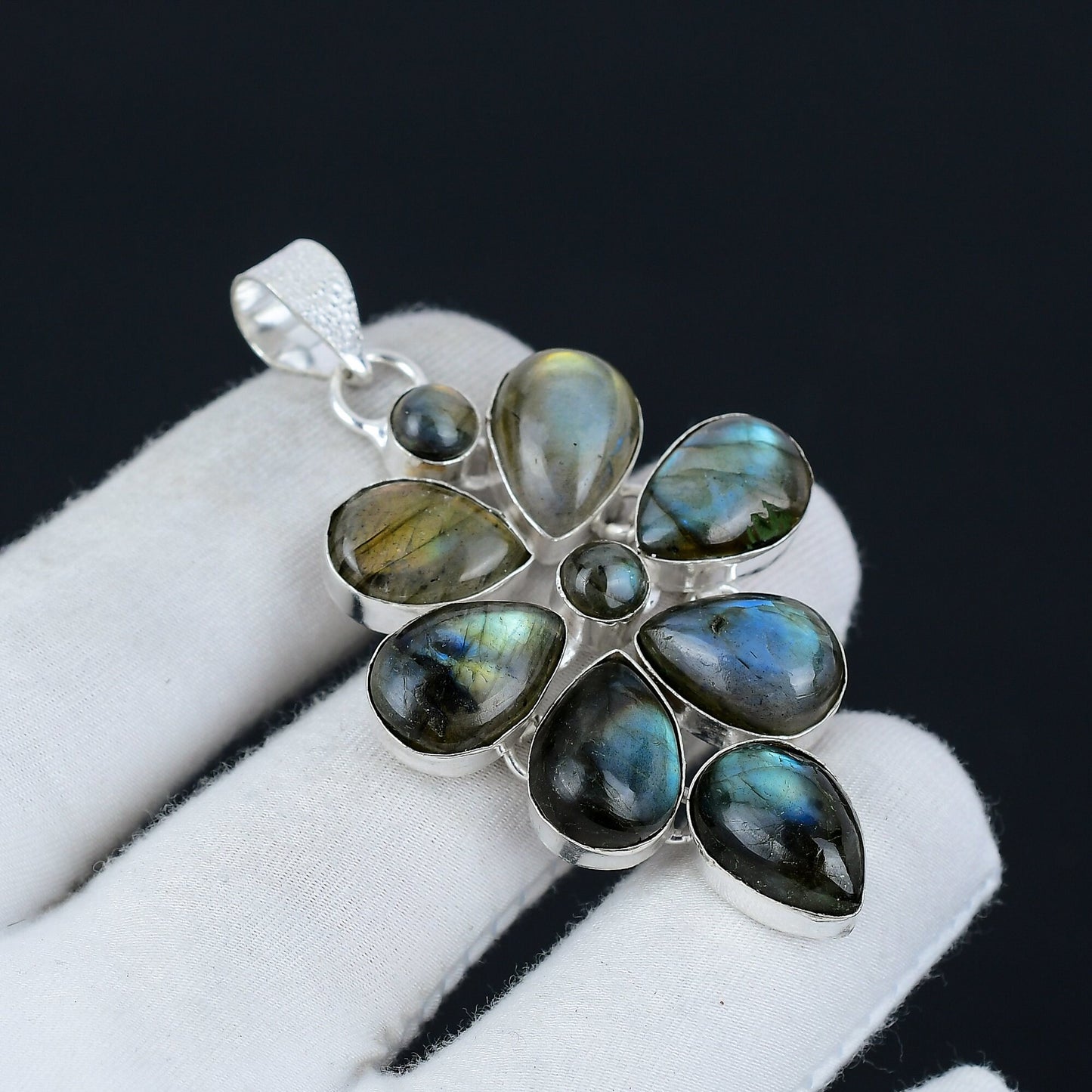 Blue Flash Labradorite Gemstone Pendant