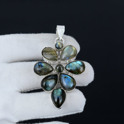 Blue Flash Labradorite Gemstone Pendant