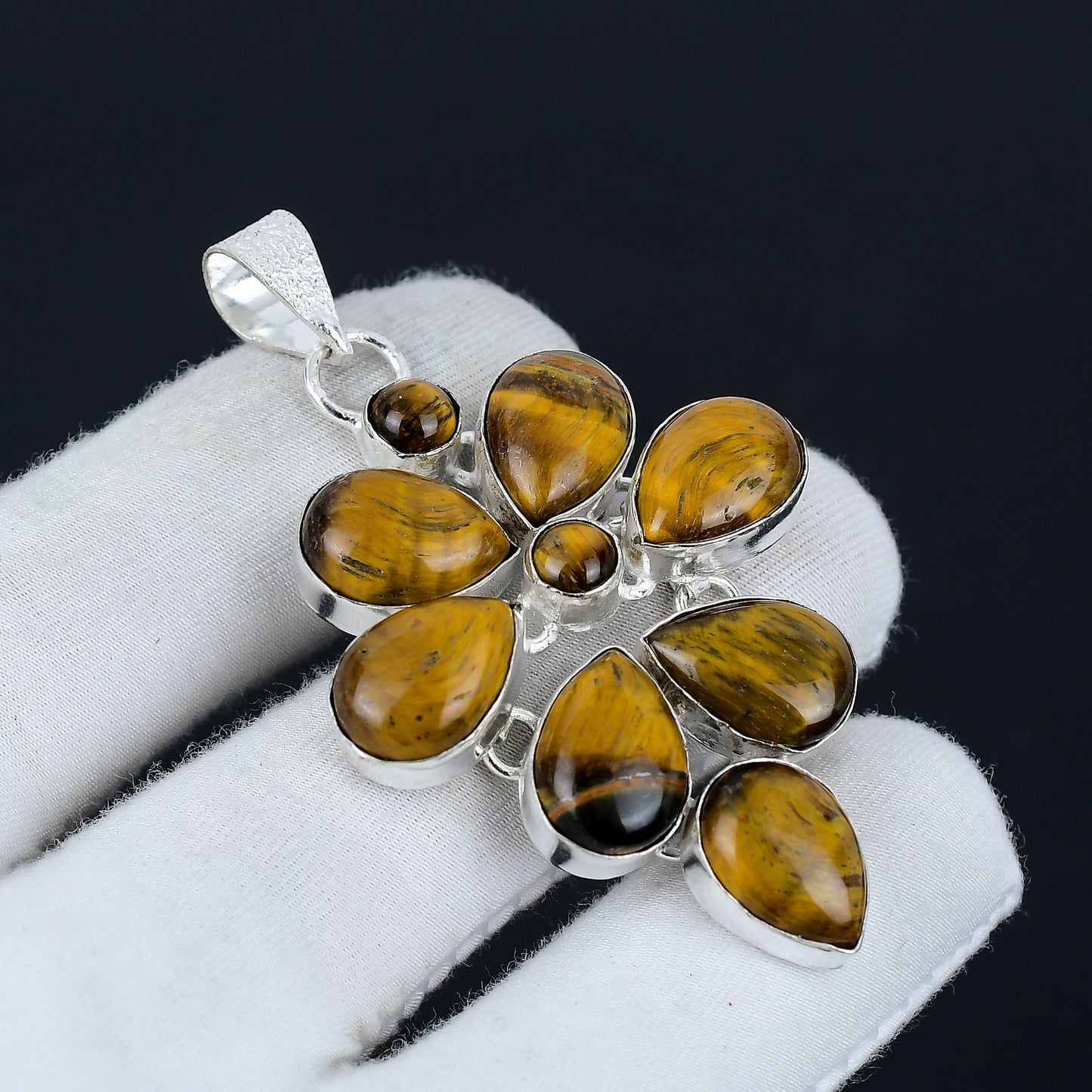 Brown Tiger Eye Sterling Silver Pendant