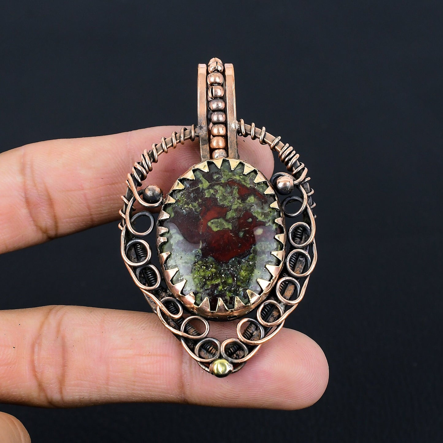 Green Bloodstone Gemstone Pendant