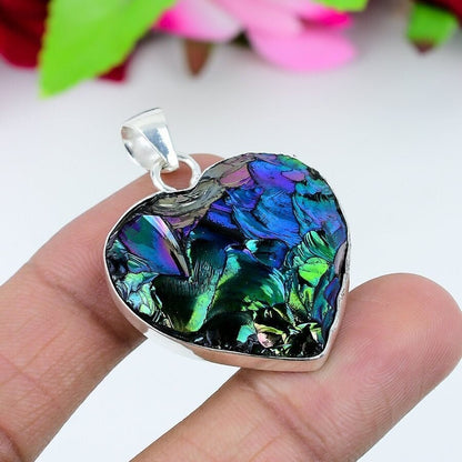 Peacock Titanium Aura Quartz Pendant