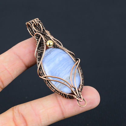 Blue Lace Agate Gemstone Pendant
