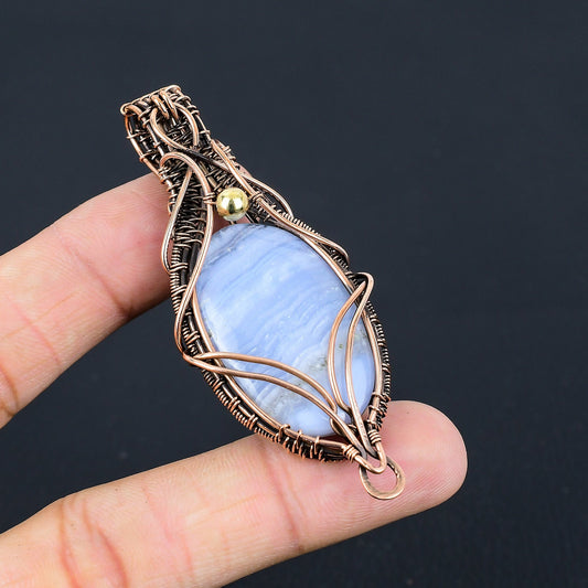 Blue Lace Agate Gemstone Pendant