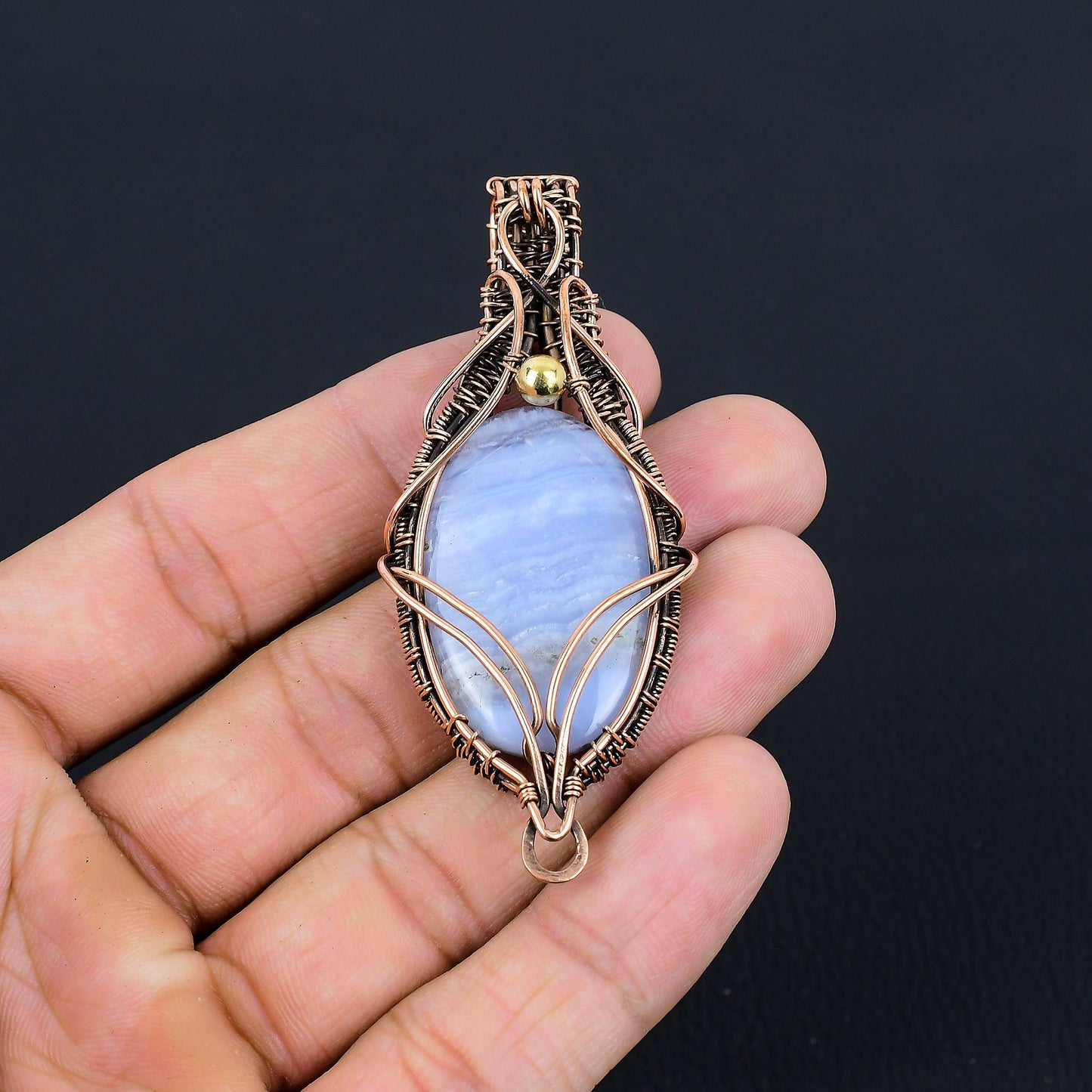 Blue Lace Agate Gemstone Pendant