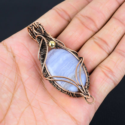 Blue Lace Agate Gemstone Pendant
