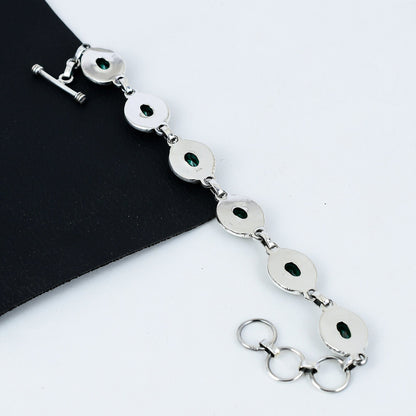 Green Tourmaline Sterling Silver Bracelet