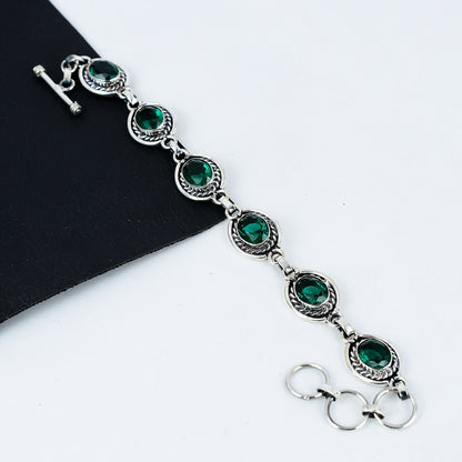 Green Tourmaline Sterling Silver Bracelet