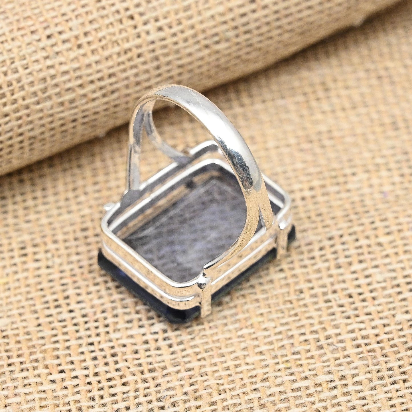 Blue Iolite Gemstone Silver Ring