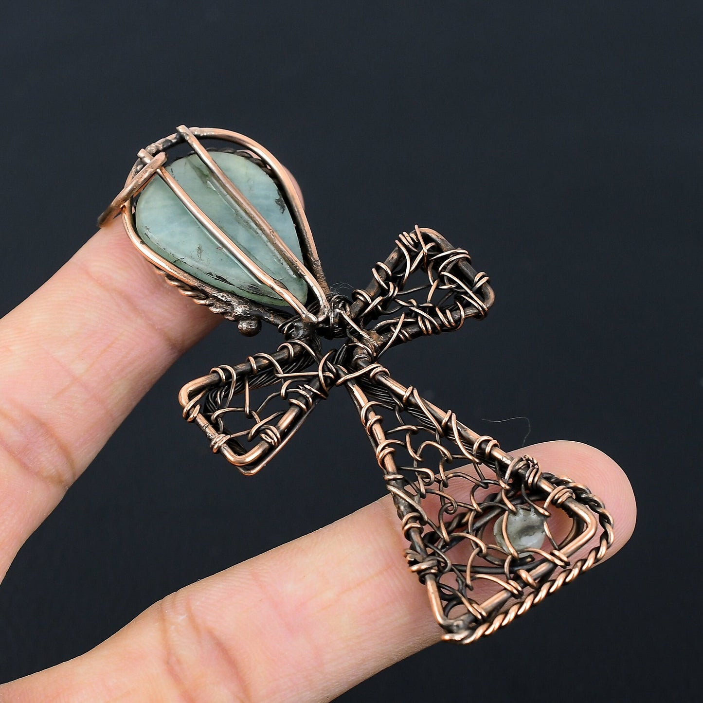 Aquamarine Gemstone Ankh Pendant