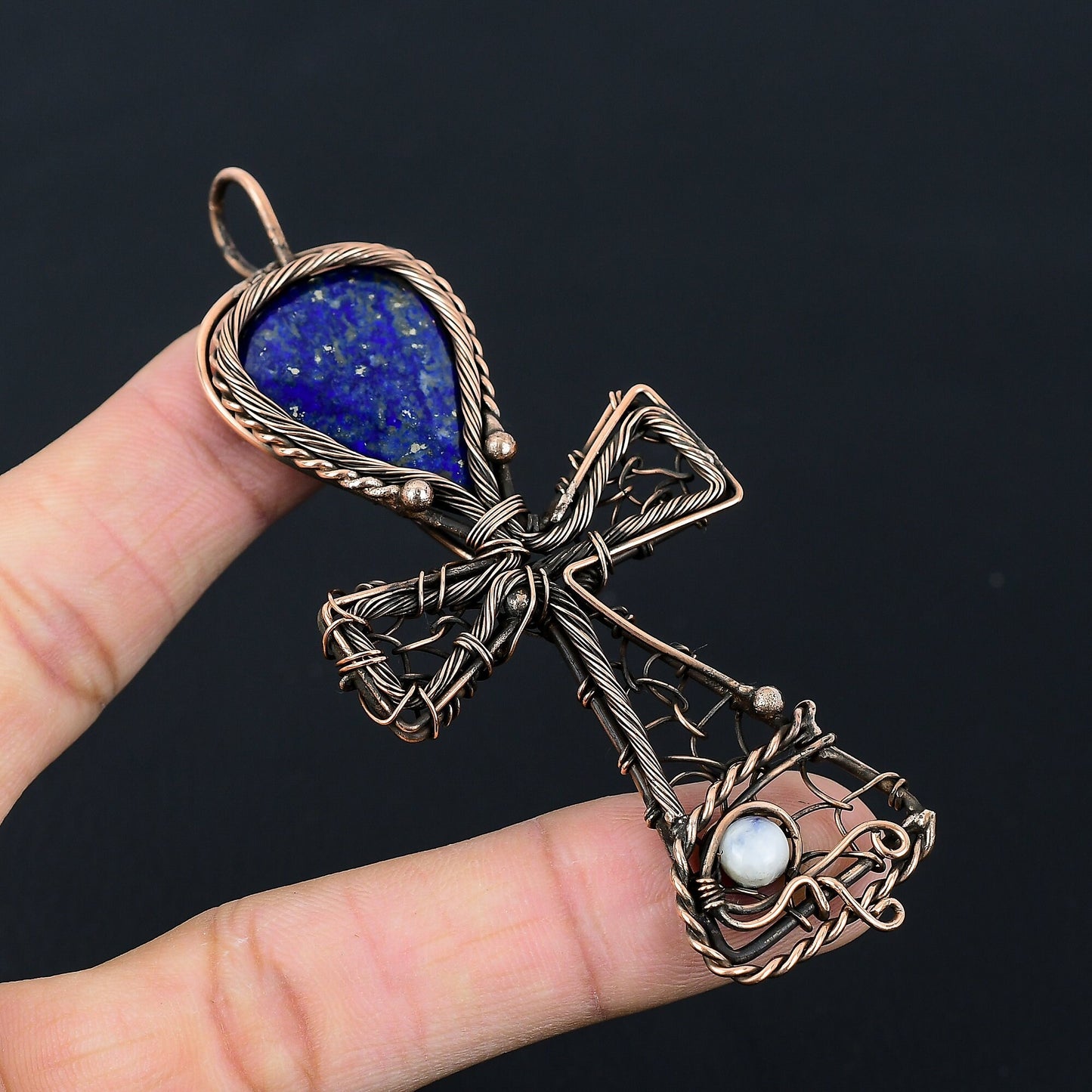 Blue Lapis Lazuli Gemstone Ankh Pendant