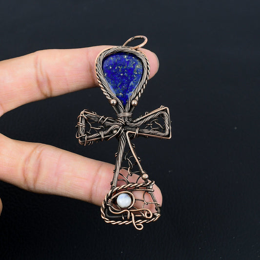 Blue Lapis Lazuli Gemstone Ankh Pendant