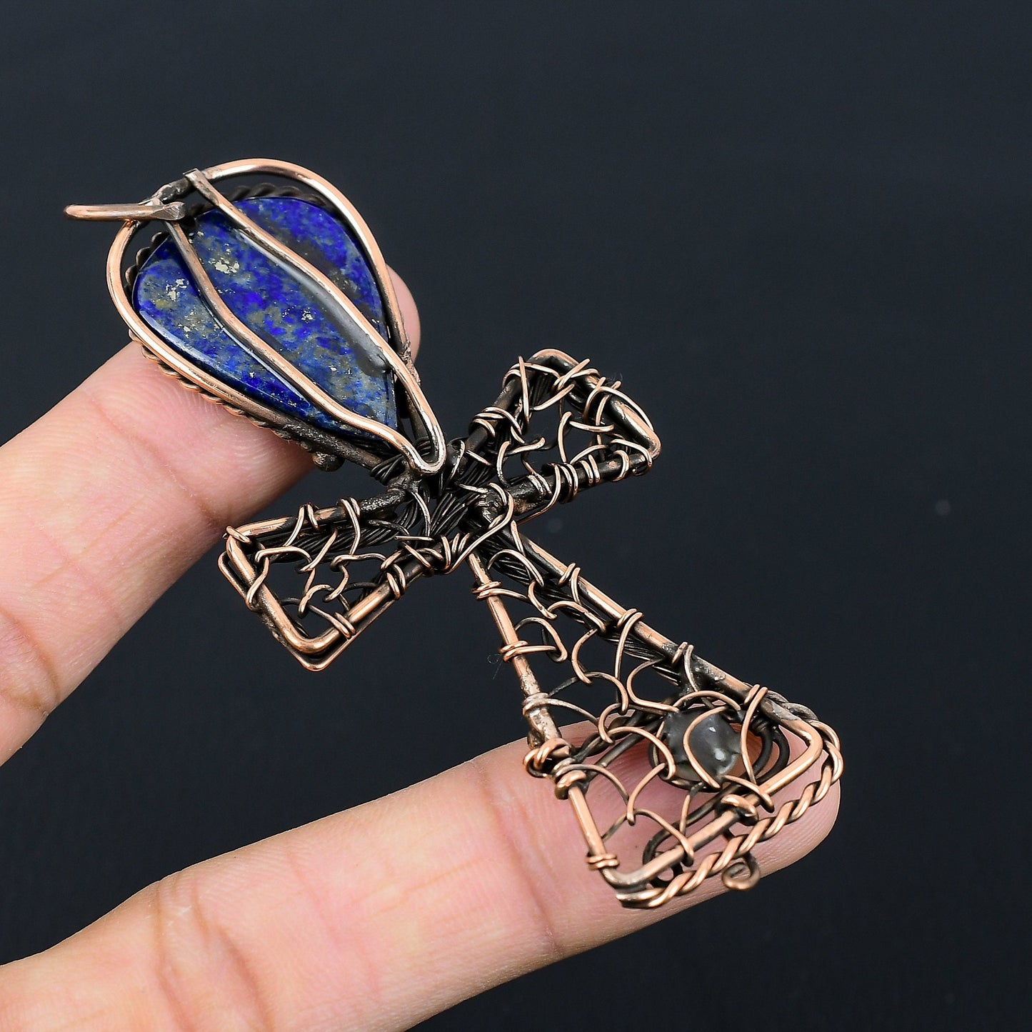 Blue Lapis Lazuli Gemstone Ankh Pendant
