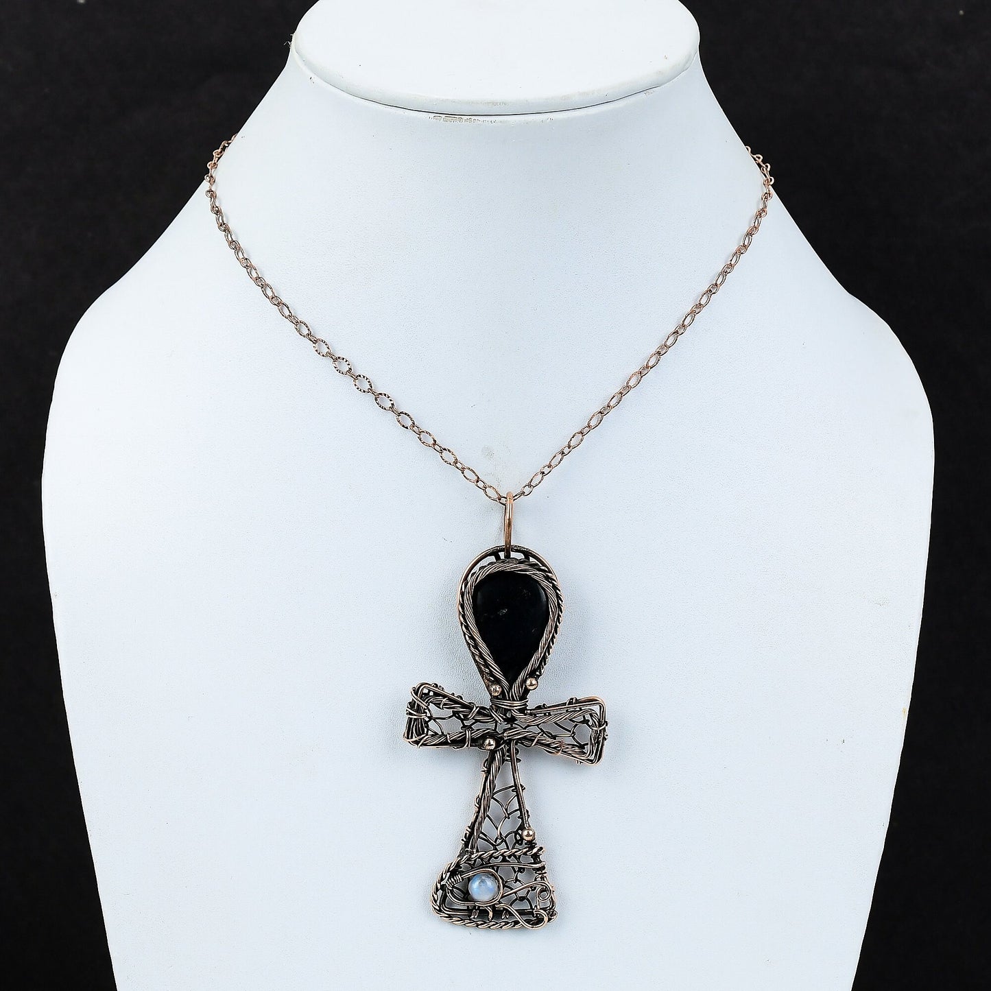 Black Shungite Gemstone Ankh Pendant