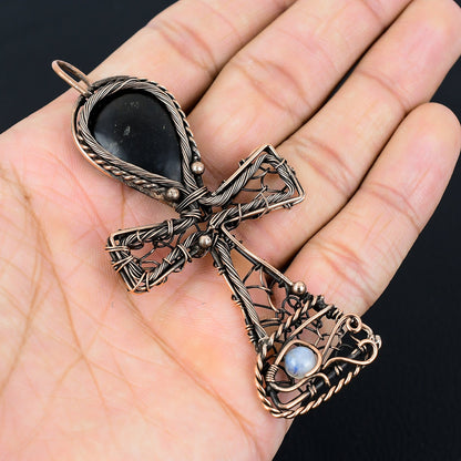 Black Shungite Gemstone Ankh Pendant