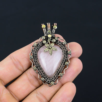 Pink Rose Quartz Gemstone Pendant