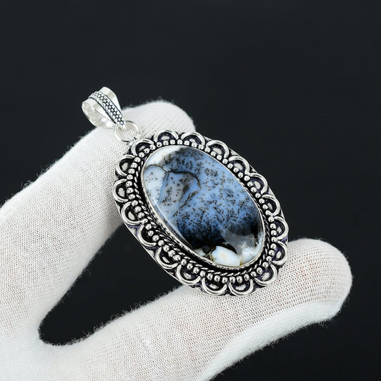 White Dendrite Opal Pendant