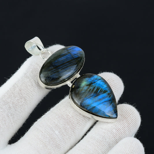 Blue Fire Labradorite Sterling Silver Pendant