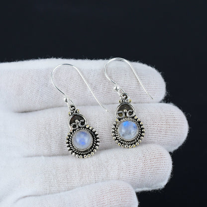 Sterling Silver Moonstone Earrings – White