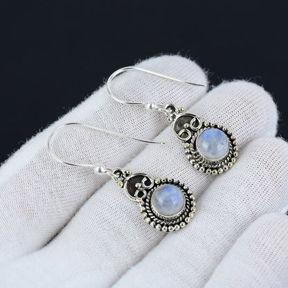 Sterling Silver Moonstone Earrings – White