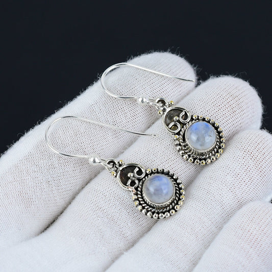 Sterling Silver Moonstone Earrings – White