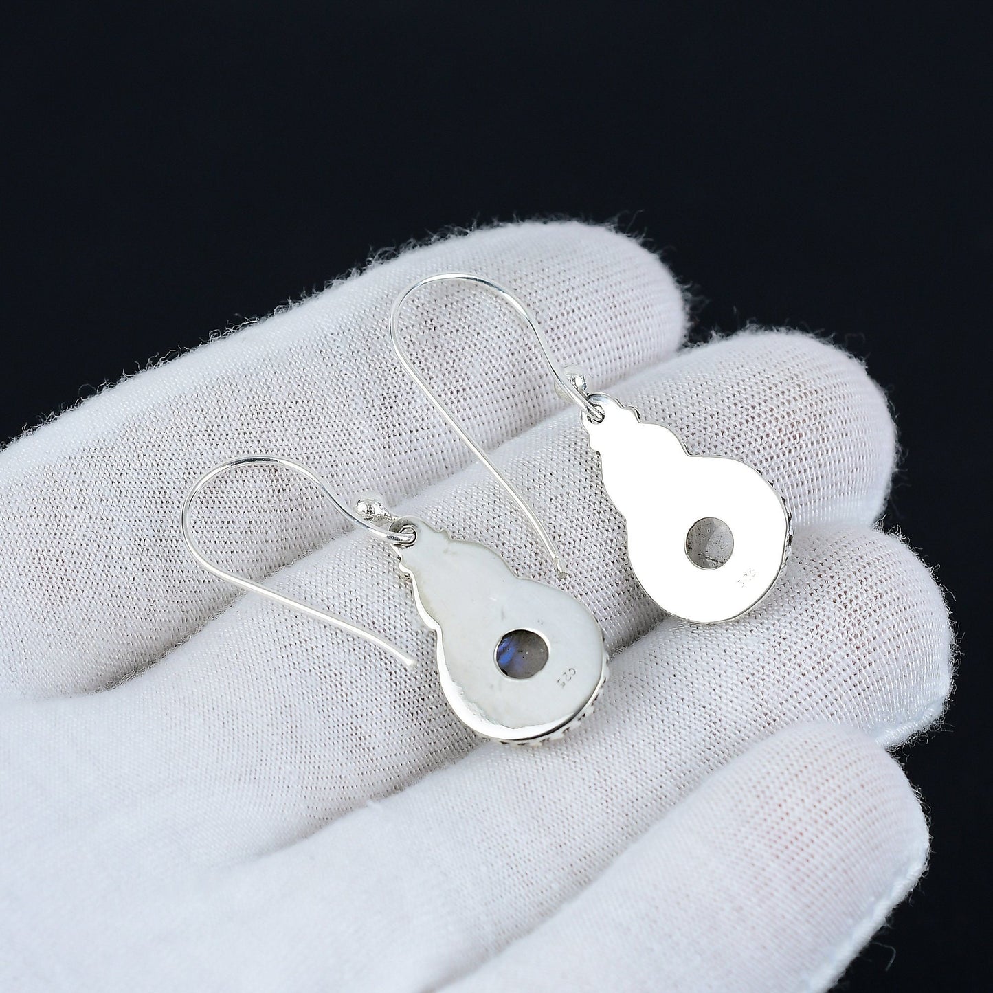 Sterling Silver Moonstone Earrings – White