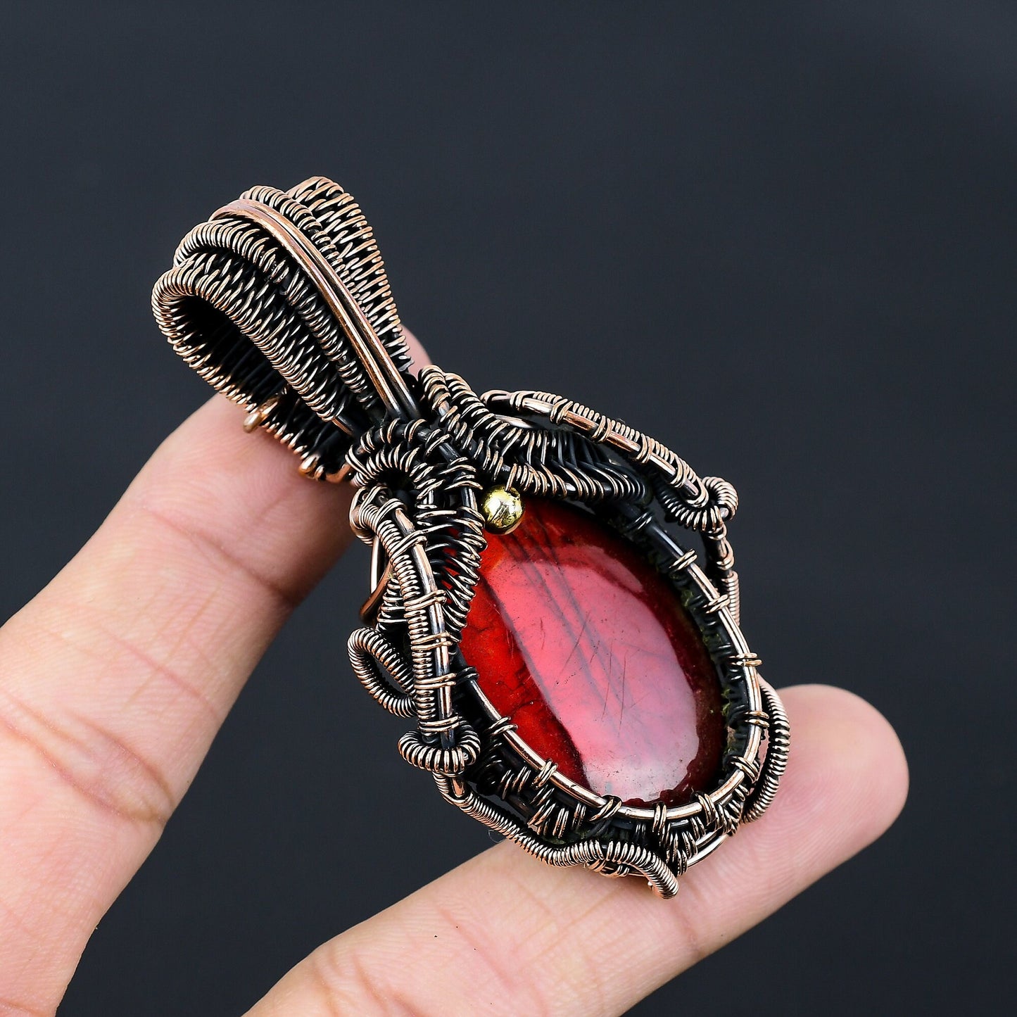 Red Fire Labradorite Gemstone Pendant