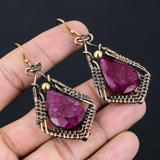 Red Ruby Gemstone Earrings