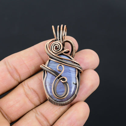 Blue Lace Agate Gemstone Pendant