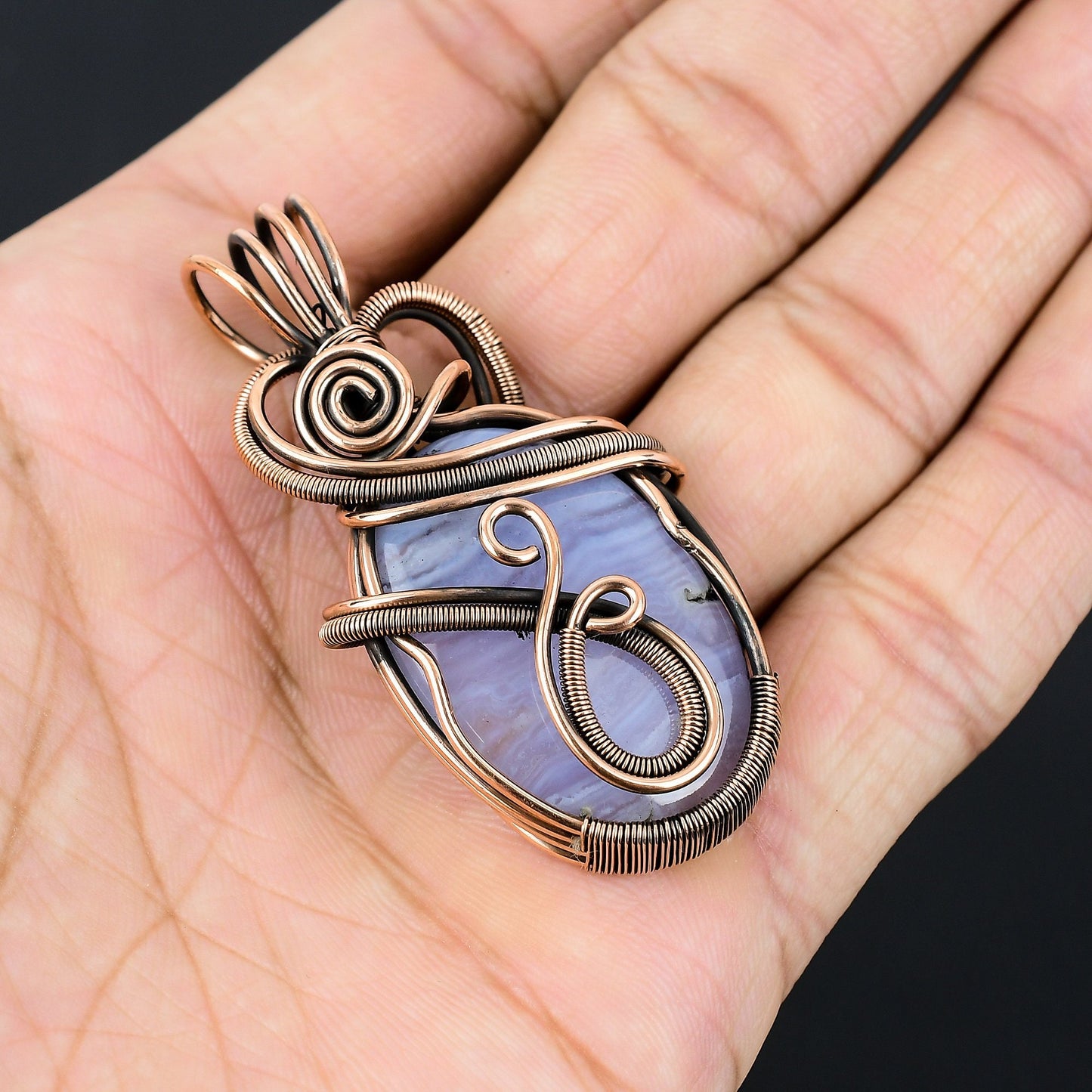 Blue Lace Agate Gemstone Pendant