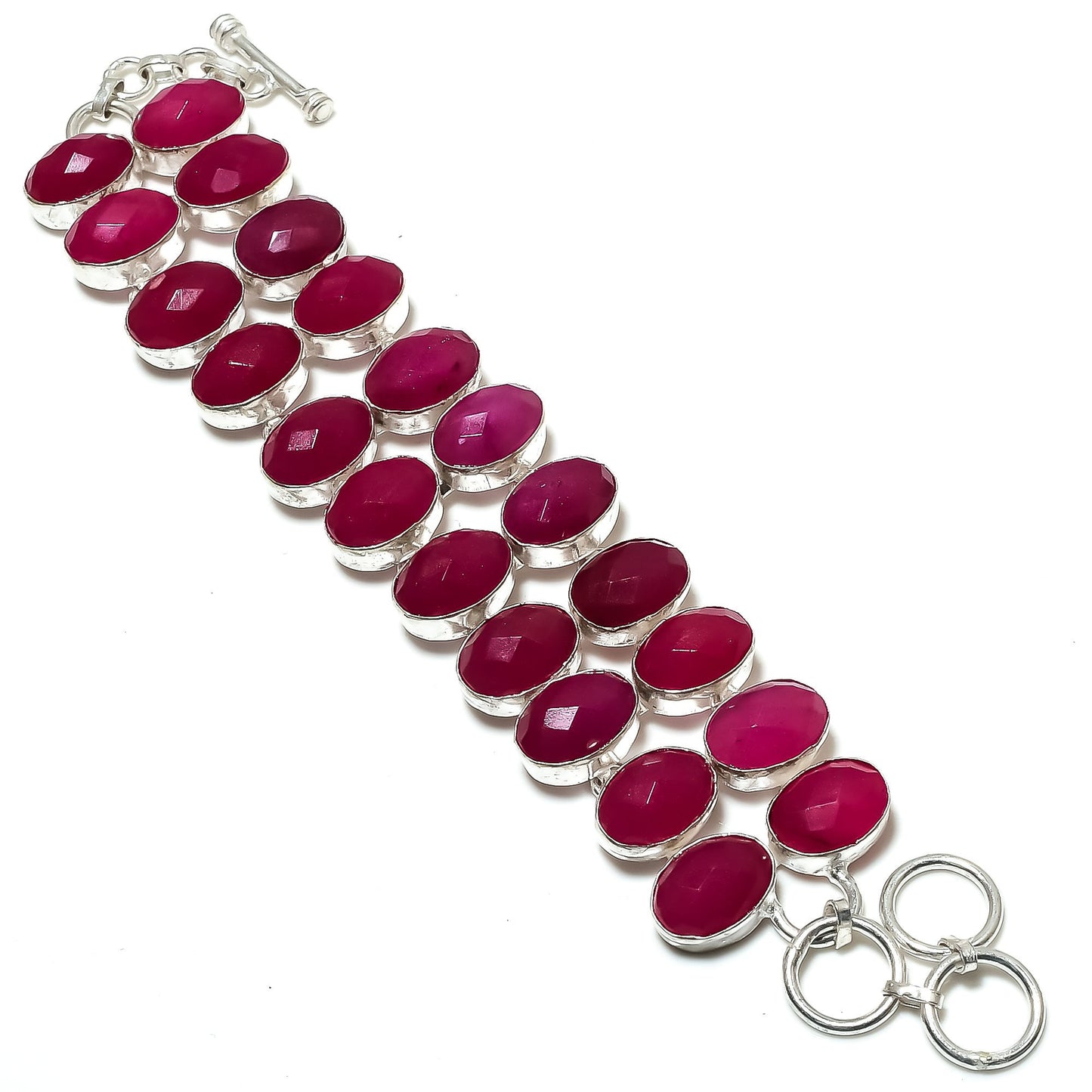 Pink Ruby Gemstone Bracelet