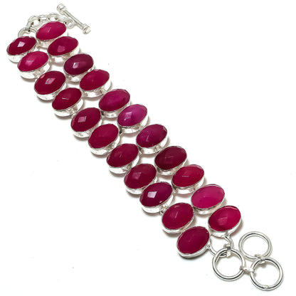 Pink Ruby Gemstone Bracelet