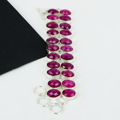 Pink Ruby Gemstone Bracelet