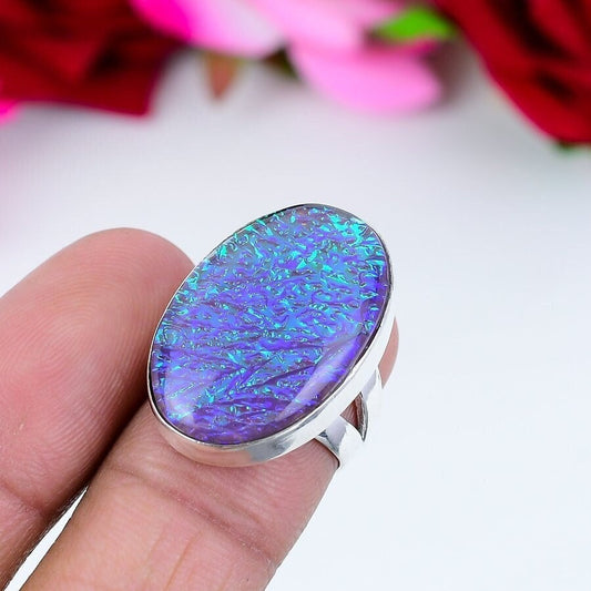 Purple Triplet Opal Sterling Silver Ring