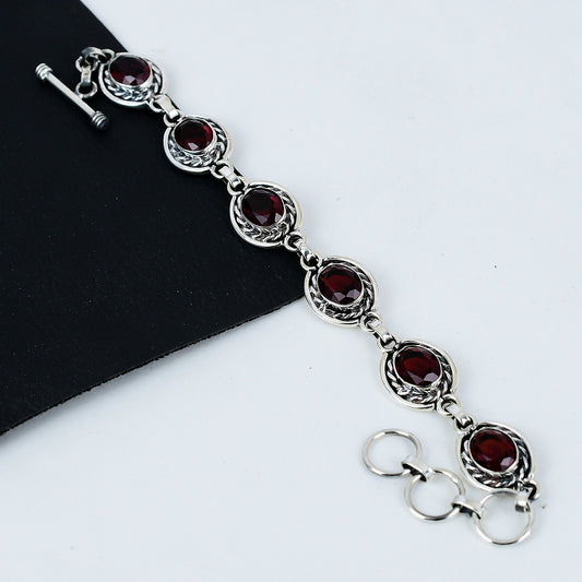 Red Garnet Gemstone Bracelet