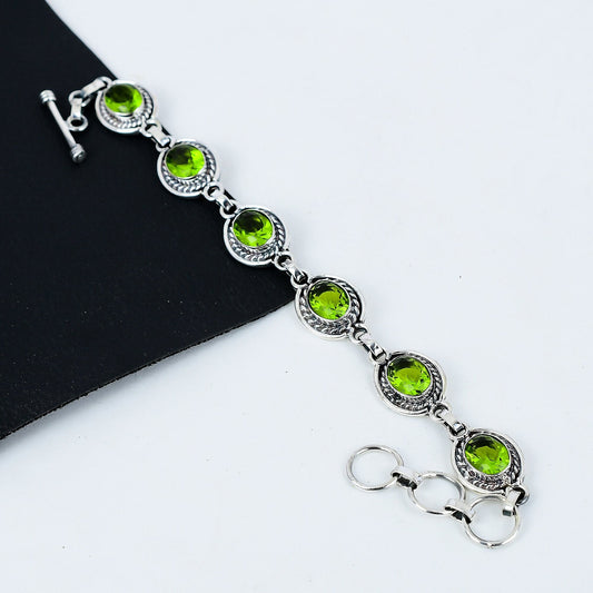 Peridot Green Gemstone Bracelet