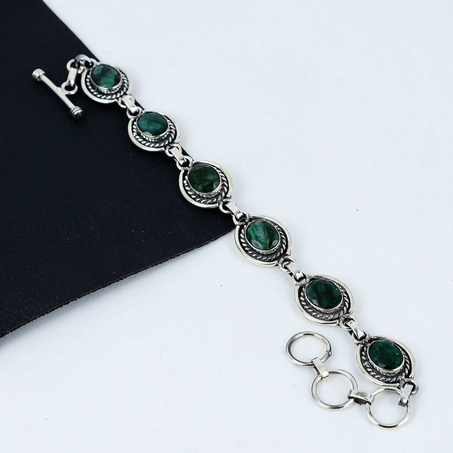 Green Emerald Gemstone Bracelet