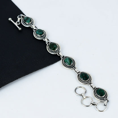 Green Emerald Gemstone Bracelet