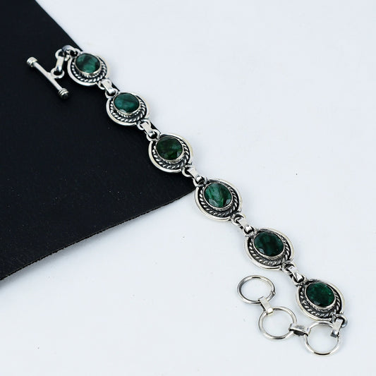 Green Emerald Gemstone Bracelet