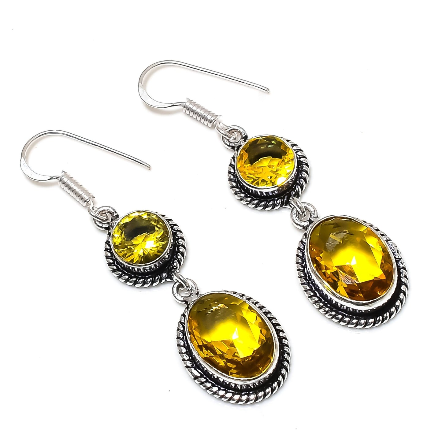 Yellow Citrine Sterling Silver Earrings