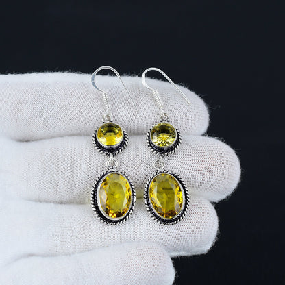 Yellow Citrine Sterling Silver Earrings