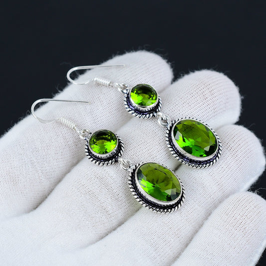 Green Peridot Sterling Silver Earrings